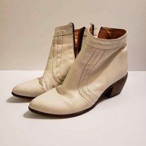 Vero Cuoio White Leather Ankle Boots Size 37